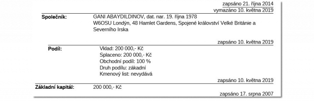 С 2019 года владельцем Starodávné tradice s.r.o. является казахстанско-британский бизнесмен Гани Абайдильдинов