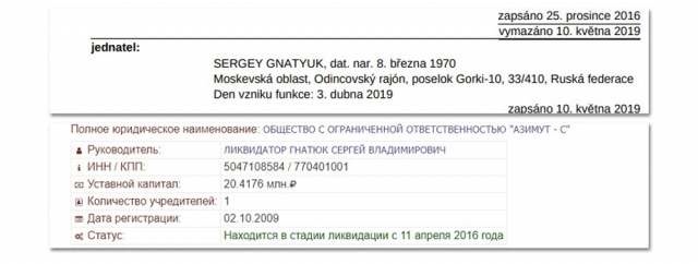 Директором Starodávné tradice s.r.o. остался бизнес-партнёр жены губернатора. Он же является ликвидатором российской фирмы Галины Уйбы