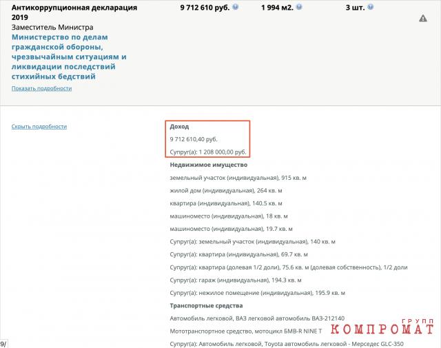 Доходы четы Гуровичей сделали замминистра самым богатым чиновником в МЧС