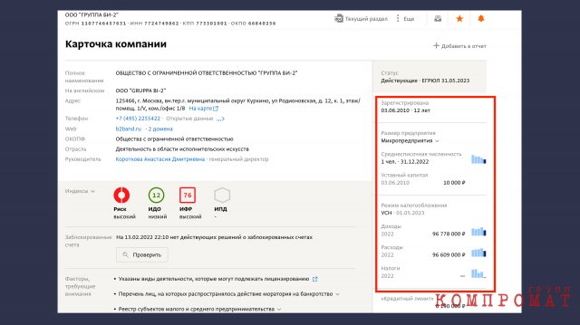 За весь прошлый год группа "Би-2" смогла заработать почти 100 млн рублей